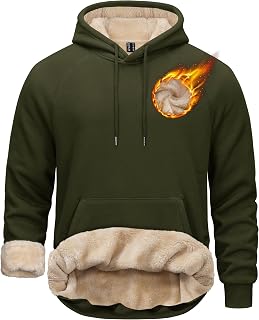 TACVASEN Men's Sherpa Hoodies Midweight Fleece Winter Thermal Sweatshirts