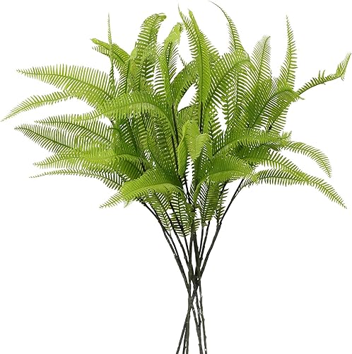 Plantas artificiales de helecho Boston de 30 pulgadas, arbustos falsos, plantas vegetales, plantas de helecho sintético, grandes para exteriores,
