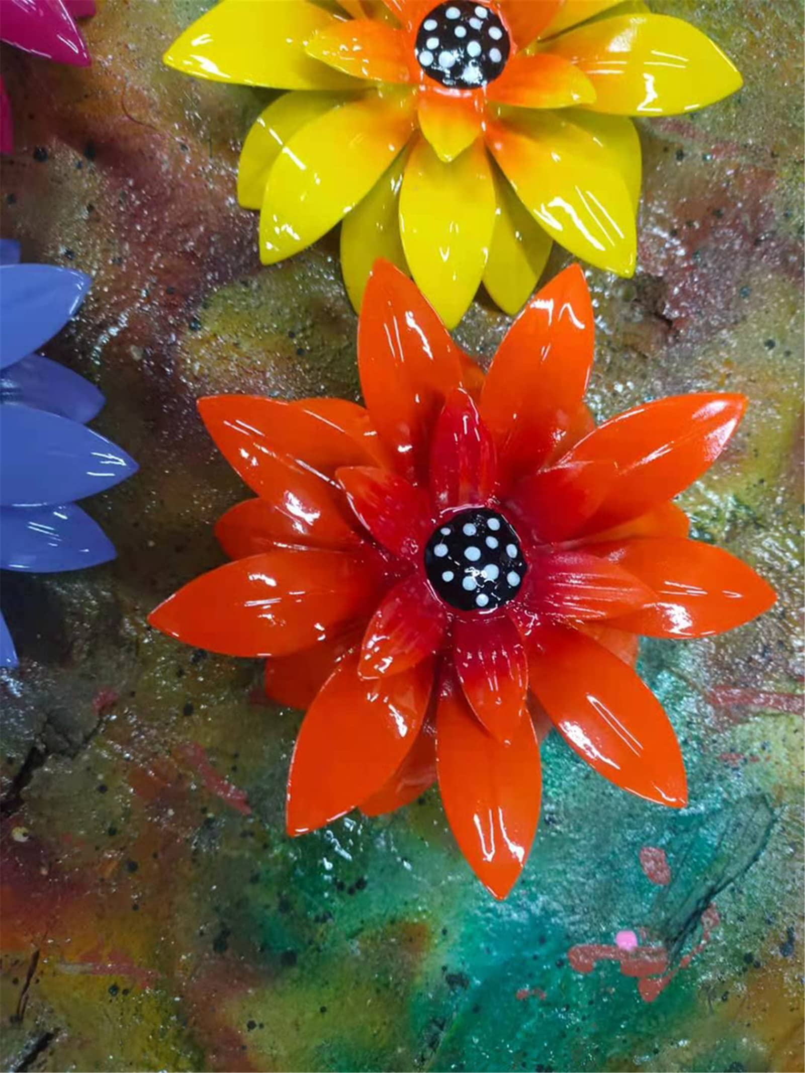 BOOFIRE Daylily Flower Garden Stakes Decor,Father's Day Metal Flower Stakes Outdoor Decor Waterproof Metal Art Simulation Plant Pick Flower for Lawn Yard Patio (Orange)