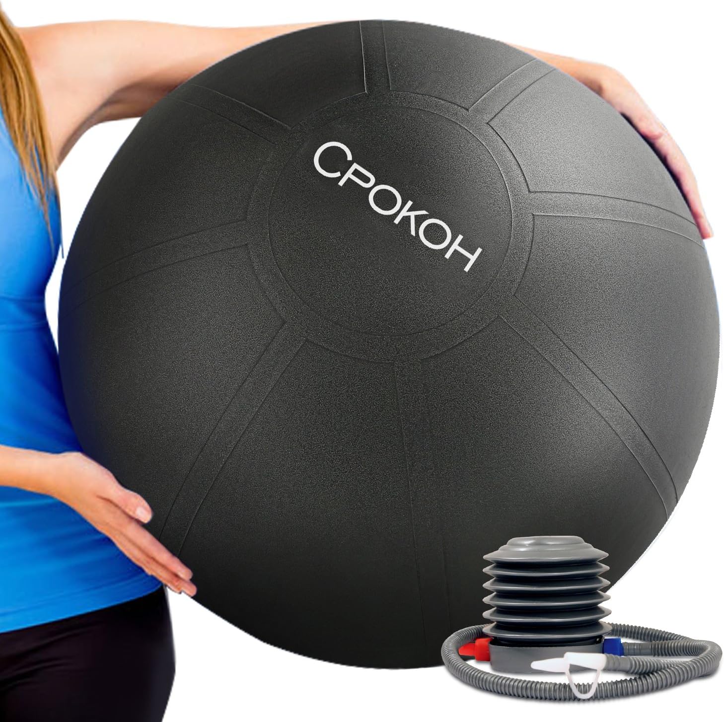 CPOKOH Exercise Ball, Anti Burst and Slip Resistant Yoga Swiss Ball for Body Ab Ball, Balance Workout Gym with Foot Pump