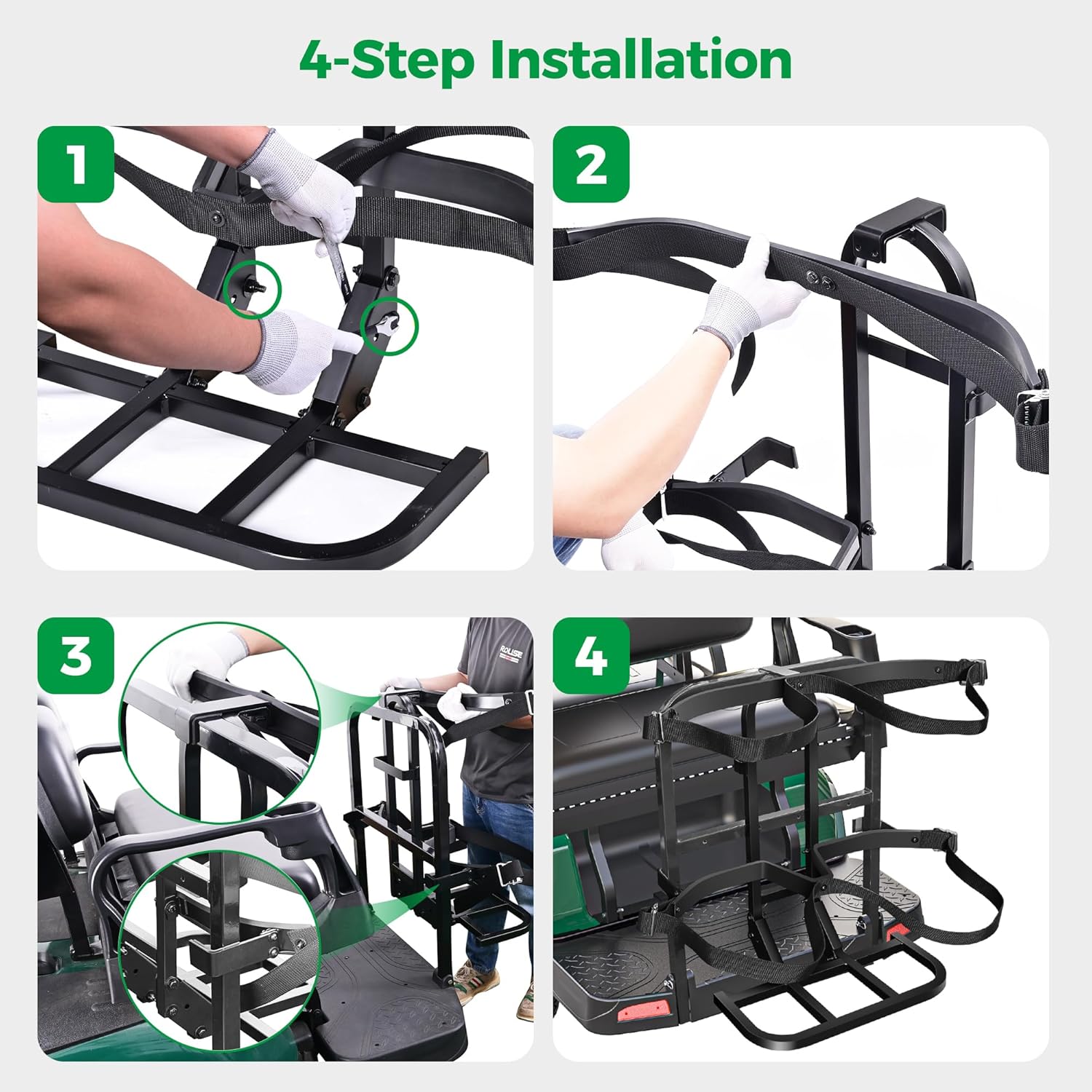 10L0L Universal Golf Cart Rear Seat Bag Holder Compatible with EZGO Club Car Yamaha, Fits Safety Grip Bar Maximum Wide 7in, No Drilling, Space Saving