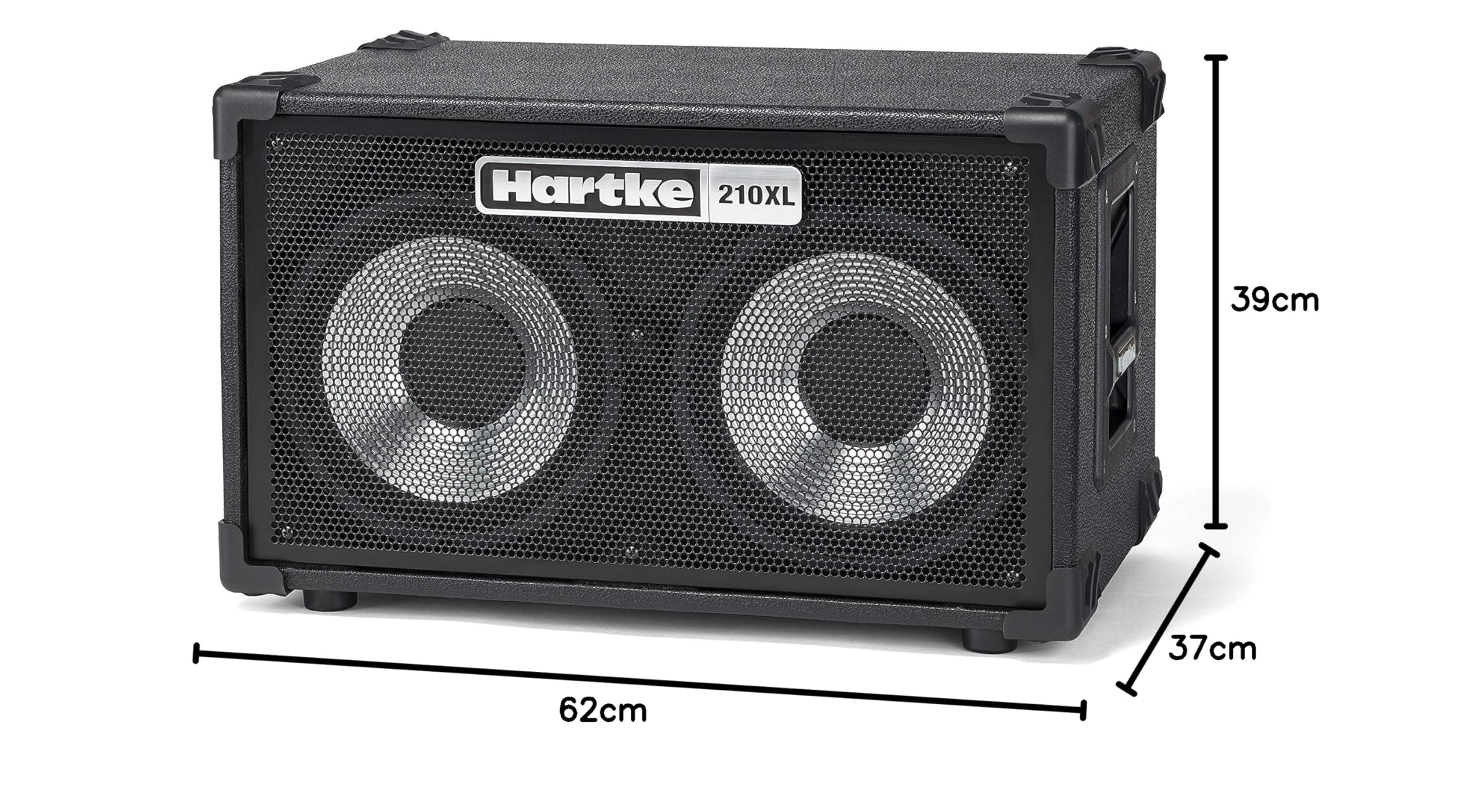 Hartke Cabinet de Basses 210XL V2 2 x 10 – 200 W RMS, Haut-Parleur cône en Aluminium 8 ohms, boîte de Basses scellée pour amplificateur de Basses, Performances en Direct, répétitions et