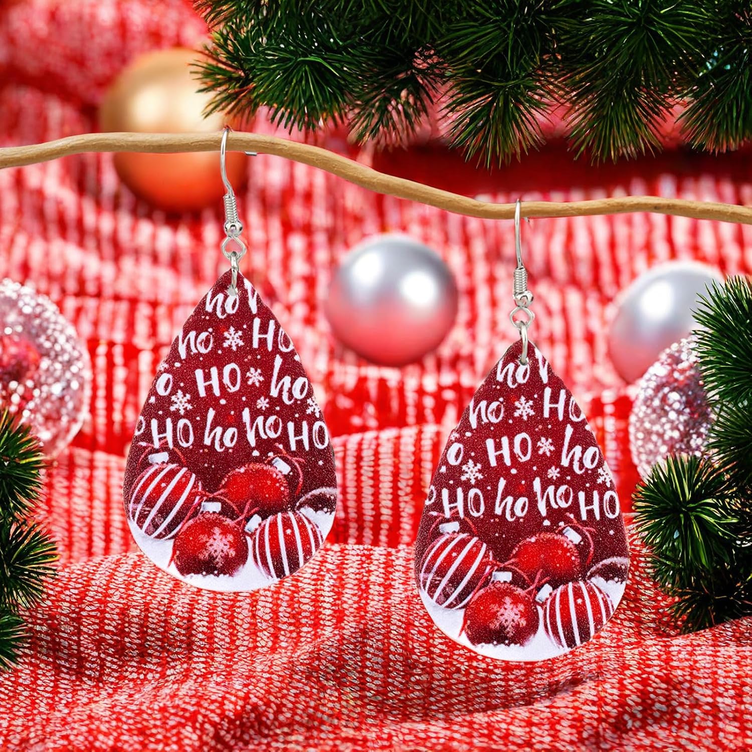 Christmas Earrings for Women, Stylish Xmas Leather Dangle Earrings, for Christmas Day Celebration Party, for Festive Jewelry Outfits Accessories - Image 6