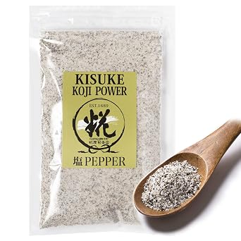 KISUKE KOJI POWER - مسحوق كوجي مع الملح والفلفل توابل أومامي المخمرة لجميع الأغراض ، Tenderizer ، Sweetener ، Umami-booster ، Meat-Cure ، سهل الاستخدام لأي طبق ومشروب ، 110 جم / 3.8 أوقية
