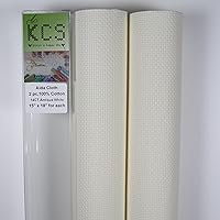 Vista 5 de KCS 2 piezas de tela de costura de algodón Aida de punto de cruz de 15 x 18 pulgadas (blanco antiguo, 14 unidades)
