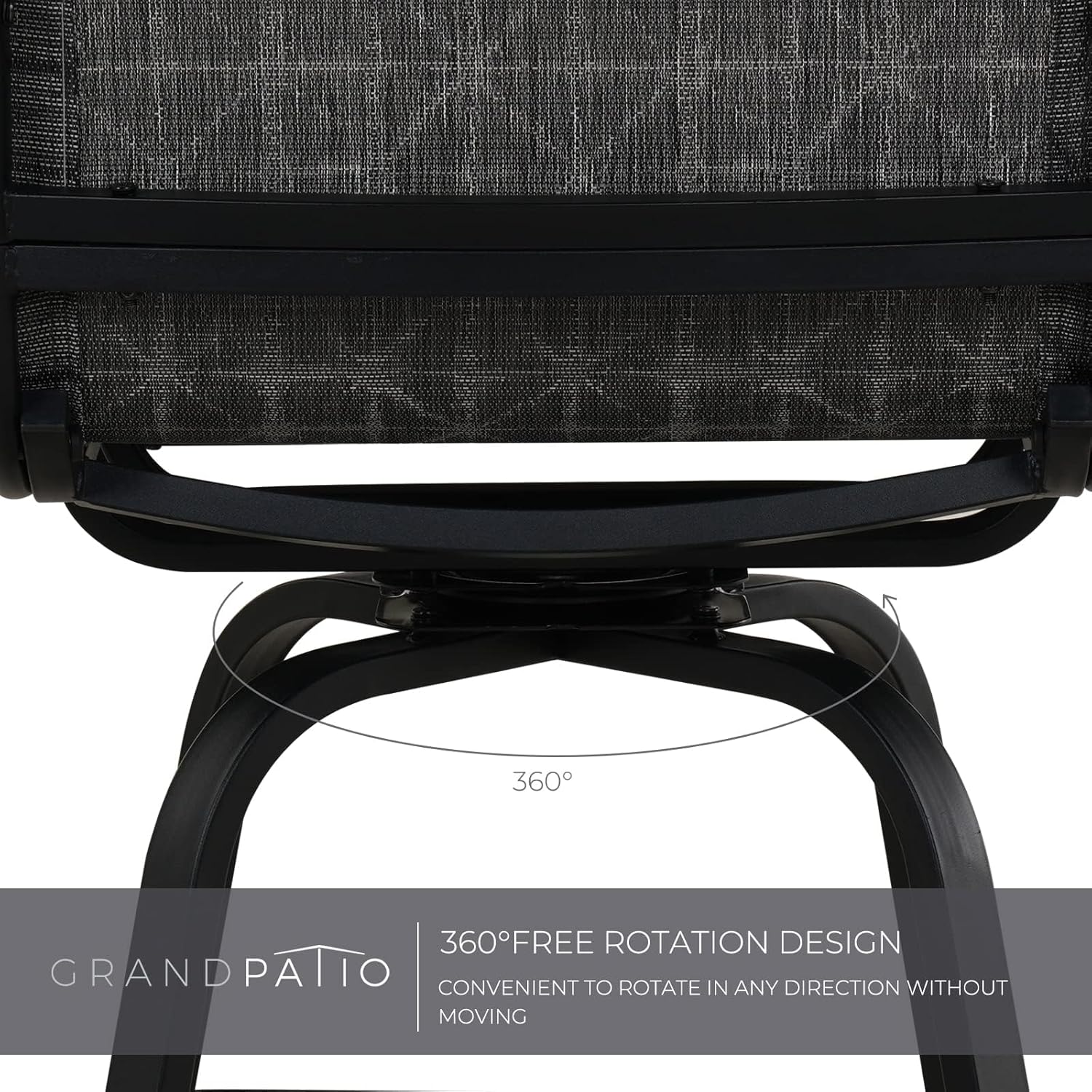 Grand patio Outdoor Swivel Bar Stools with Armrests Backs, 24" Height Patio Chairs for Porch Deck, Set of 4, Outdoor Sling Fabric (Black&Grey Plaid, 4PC)