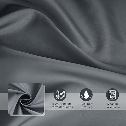 Miniatura 4 de AooHome Cortinas de ducha de tela, juego de cortinas de ducha de tela gris degradado, cortina de ducha de tela lavable gris y blanca, cortinas de