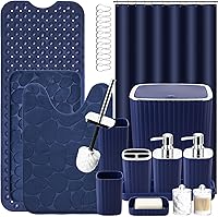 Vista 58 de Bathroom Accessories Set - 25PC Bathroom Sets with Shower Curtain and Rugs, Orange Bathroom Accessories with Trash Can, Soap Dispenser, Soap Dish &