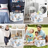 Vista 7 de Clastyle Cesta rectangular plegable de 36 l con asa para almacenamiento de ropa de juguete rectangular con asa para habitación de niños, guardería