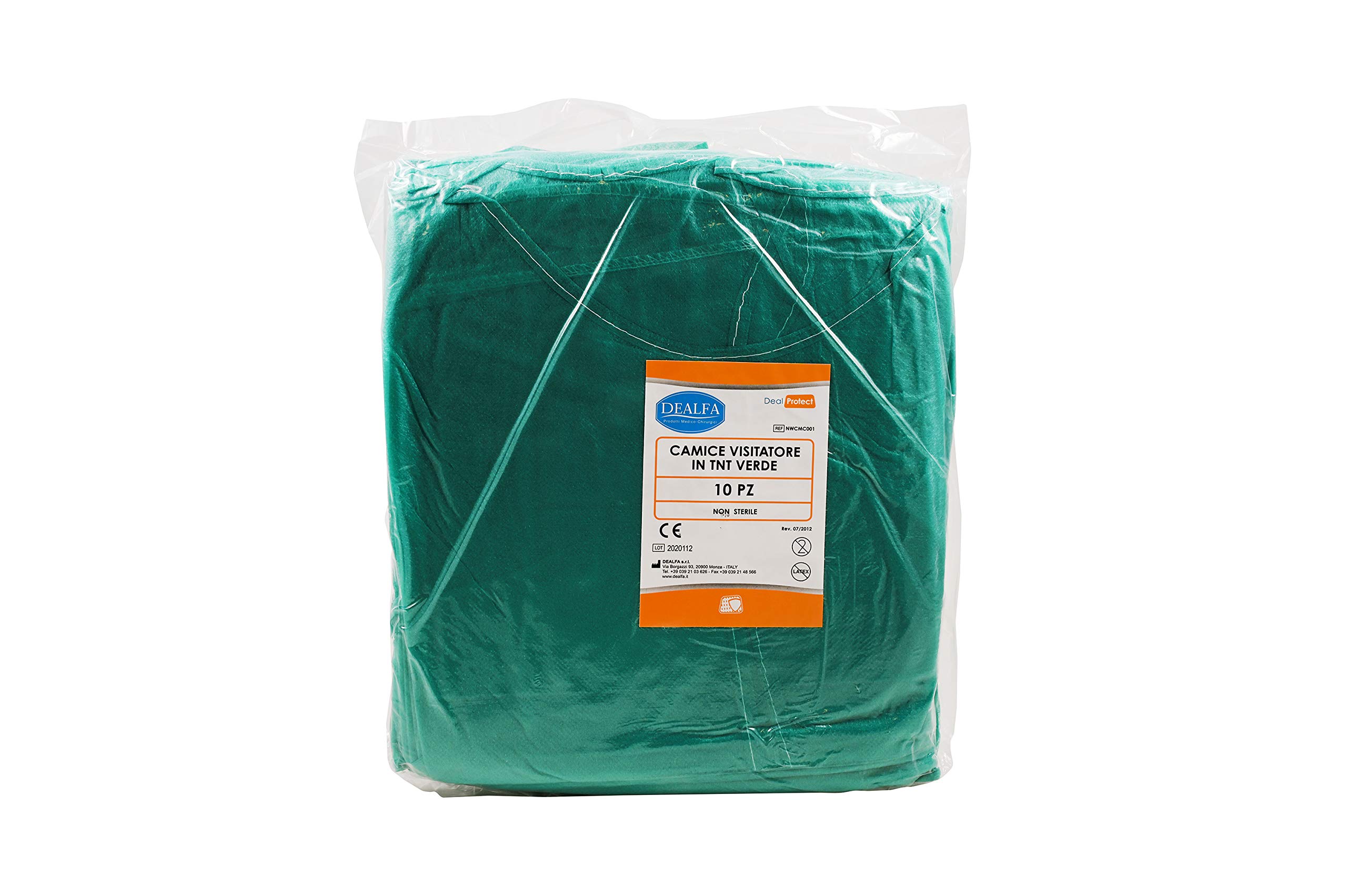 Camice Visitatore TNT Verde 120x140 cm Monouso Confezione 10 Pezzi