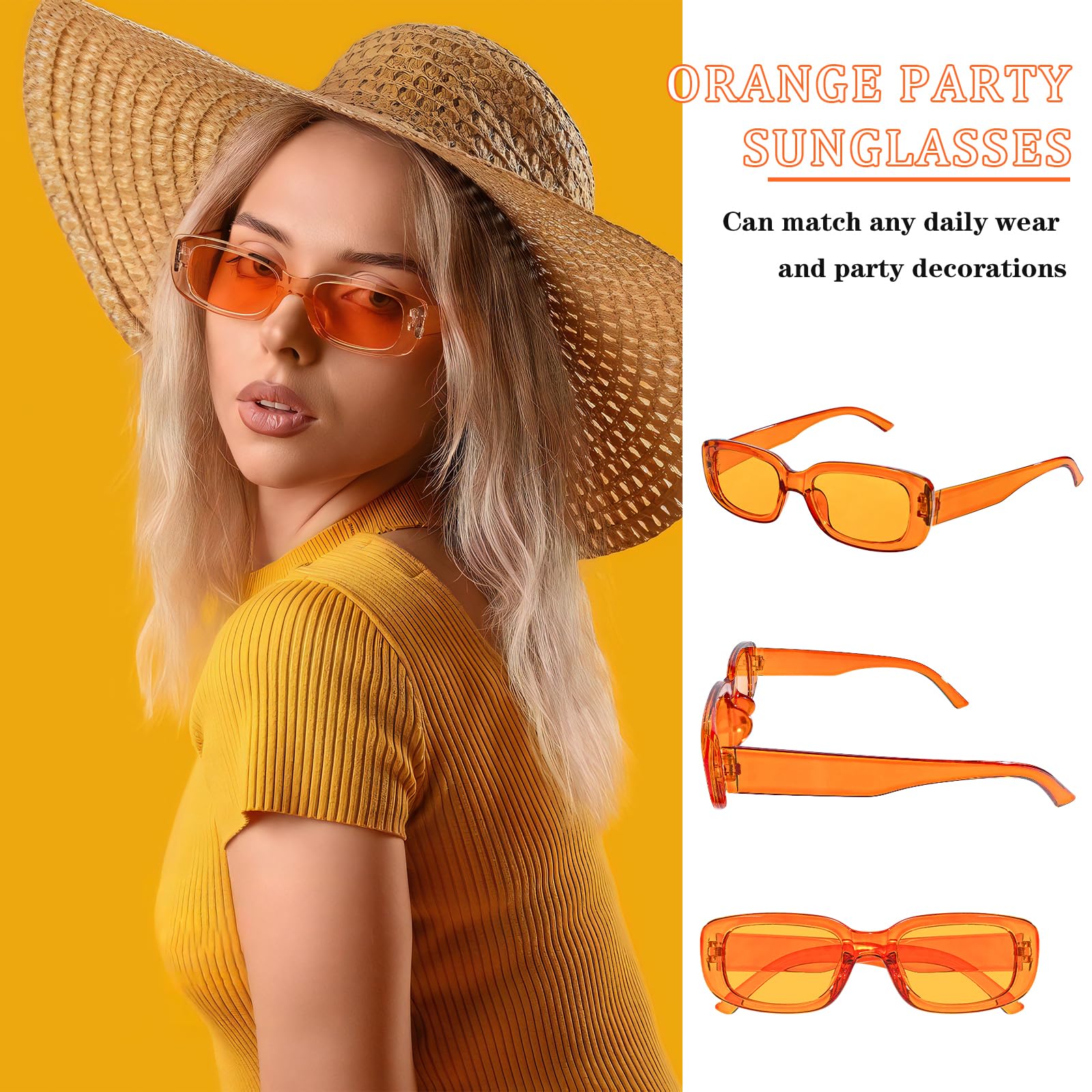 SUNOVELTIES Lot de 12 paires de lunettes de soleil orange classiques rétro pour fête, accessoires de costume, lunettes en vrac pour adulte unisexe