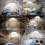 Lumières de garage, 6 pièces 200W 20000LM Lumière LED de garage 6500K lumière du jour, Lumières de magasin avec 6+1 panneaux déformables adaptés pour douille E26/E27, Éclairage de plafond pour atelier entrepôt grange sous-sol