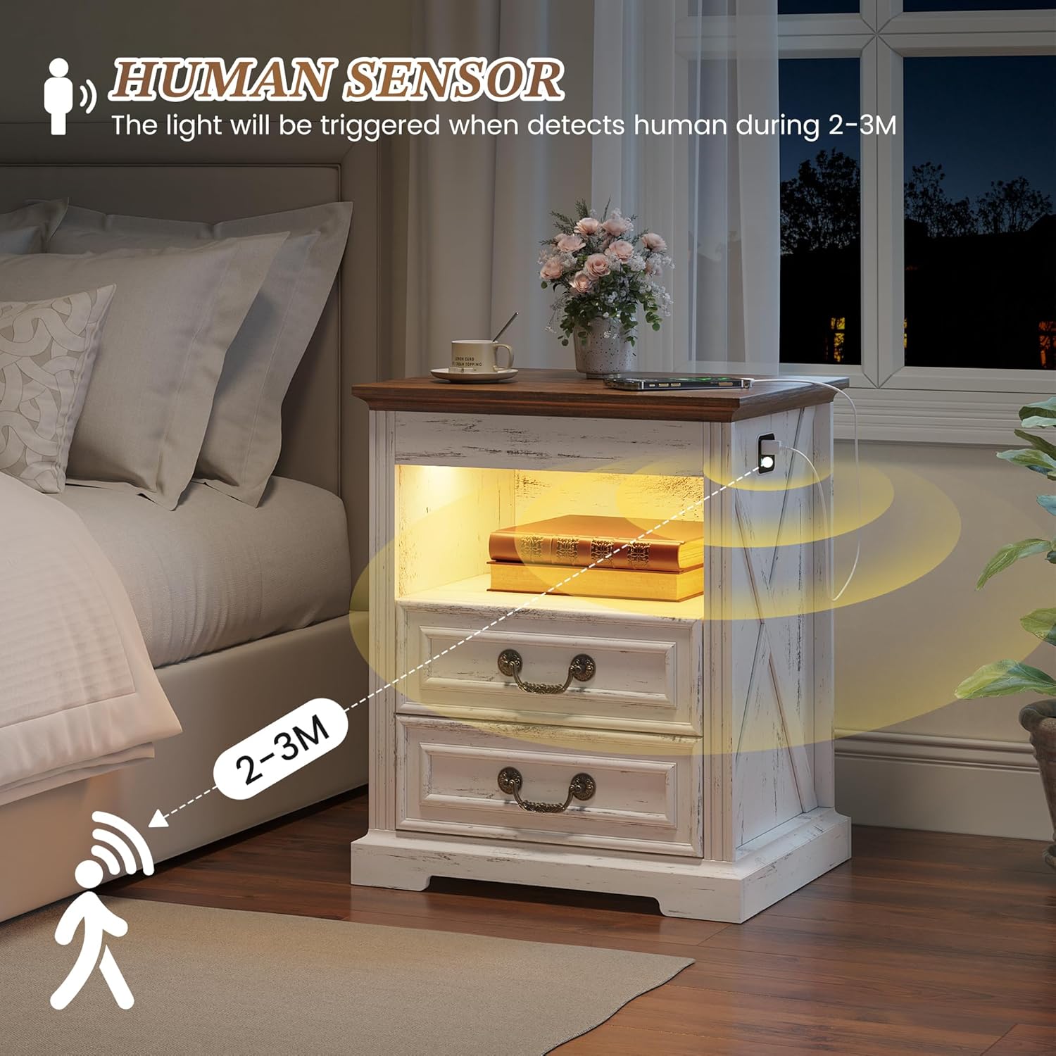 Human sensor detection range