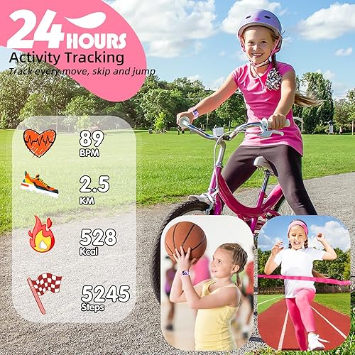 Miniatura 4 de Reloj Rastreador de Fitness para Niños, IP68 Resistente al Agua, Reloj Inteligente para Niños con Esferas DIY de 1.5", 19 Modos Deportivos,