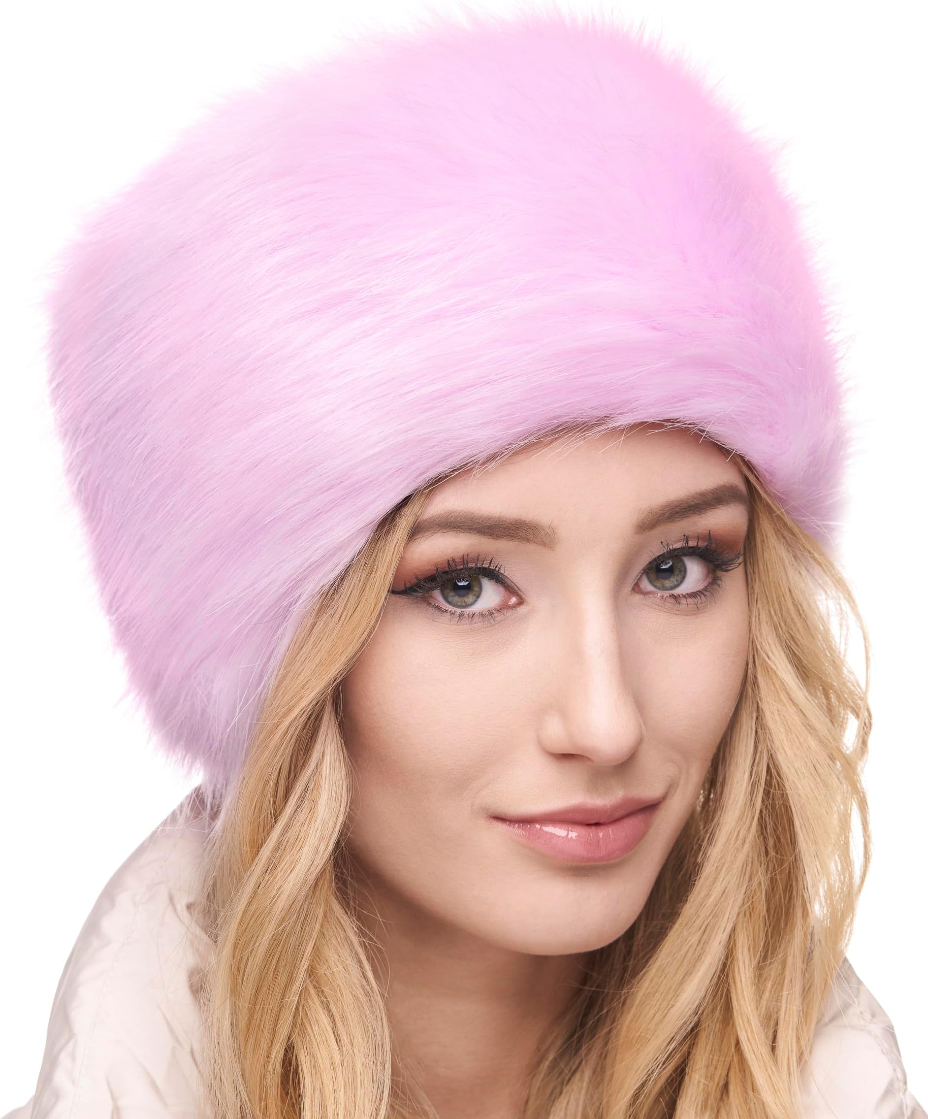 Classic Cossack Hat - Faux Fur Hats for Women - Warm Furry Russian Hat