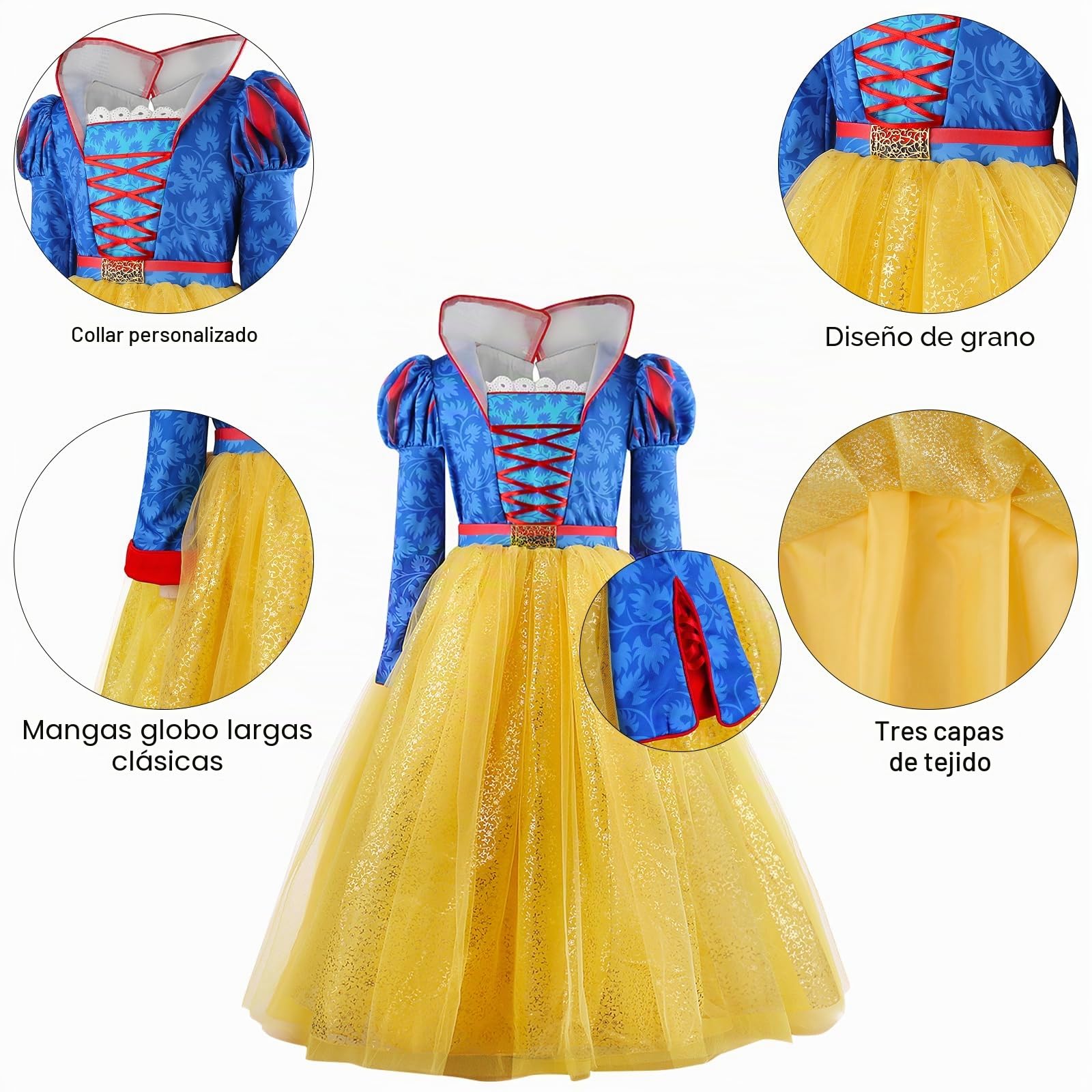 keaiyouhuo Disfraz de princesa para niñas, disfraz de princesa, disfraz para niños, Halloween, cosplay, fiesta de cumpleaños, disfraz con diadema
