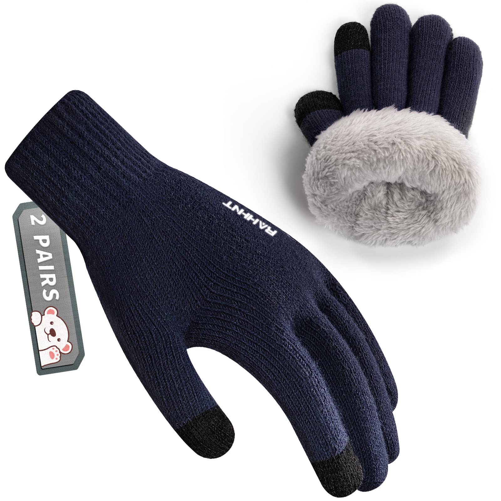 Rahhint Kids Winter Gloves for Boys Girls Children Toddler Thermal Wool Knit Gloves with Insulated Fleece Lining Warm Gift