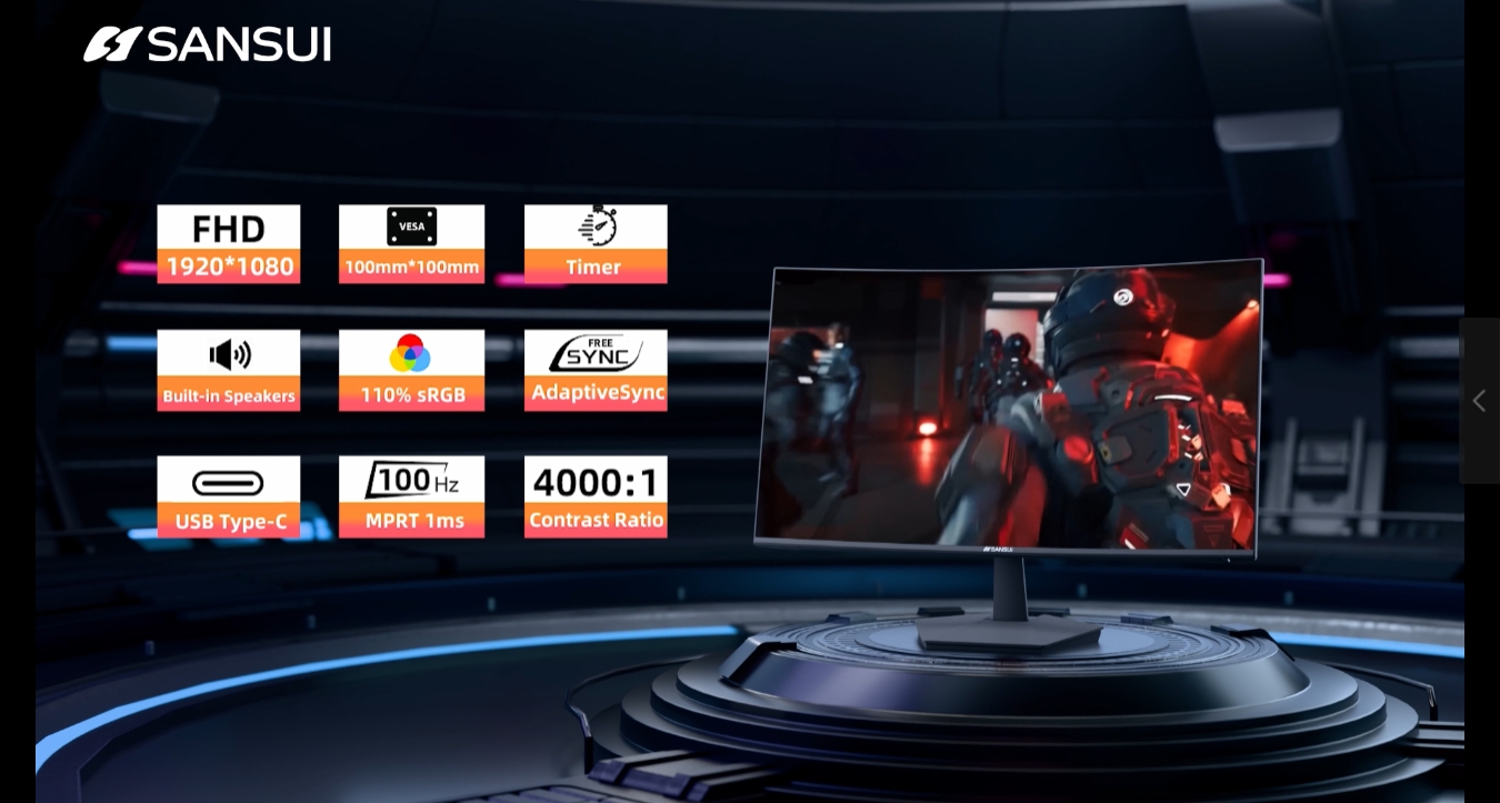 Amazon.com: SANSUI 27 Inch Curved Gaming Monitor 200Hz 180Hz