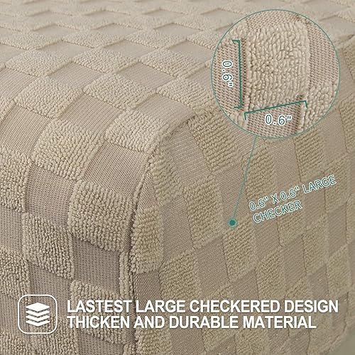 Vista 120 de YEMYHOM Funda elástica de 4 piezas para silla reclinable de jacquard con bolsillo lateral, antideslizante, ajustable, protector de muebles con parte