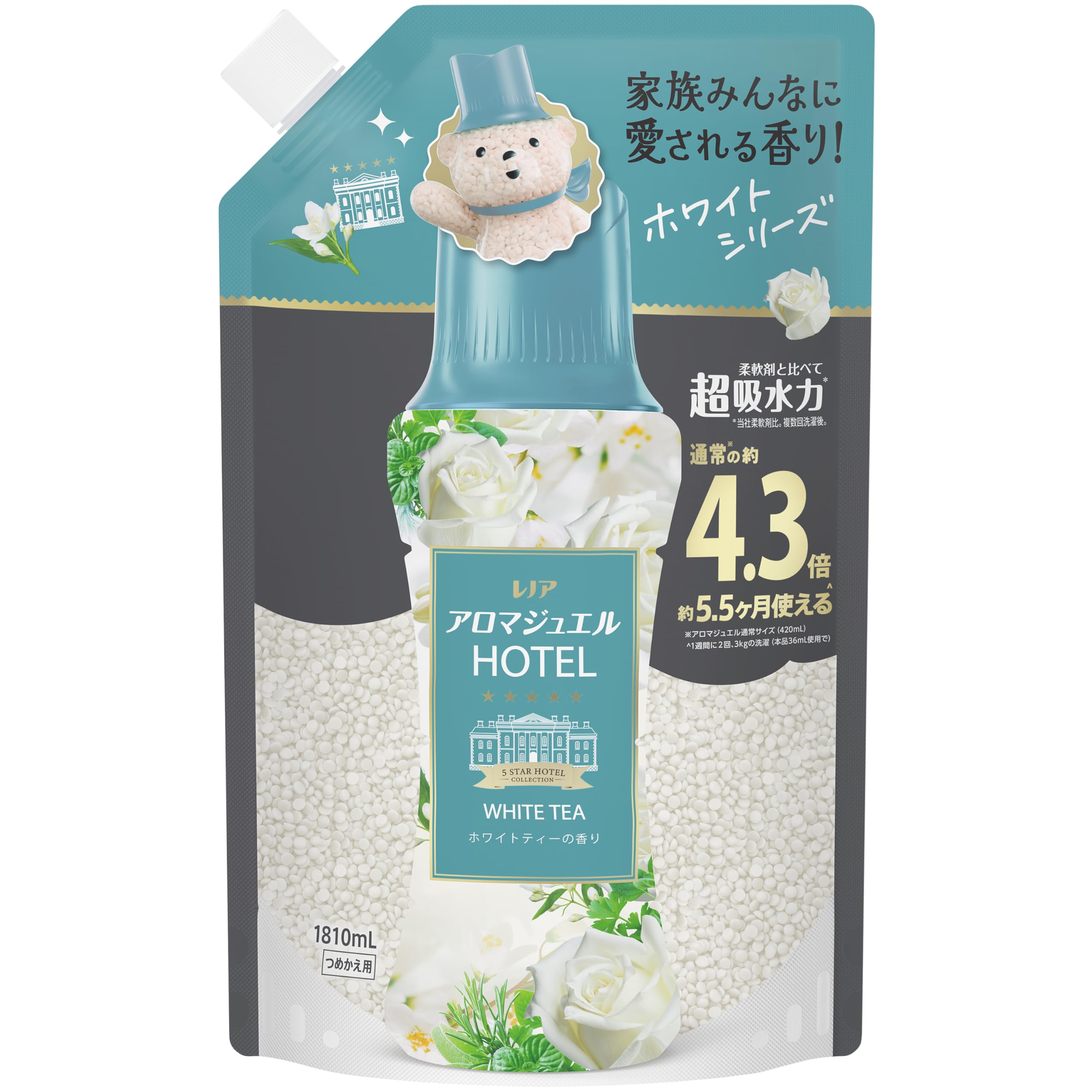 レノア アロマジュエル HOTEL お洗濯の香り付けビーズ ホワイトティーの香り 詰め替え 1810mL [大容量] 柔軟剤を一緒に使って効果長続き商品画像