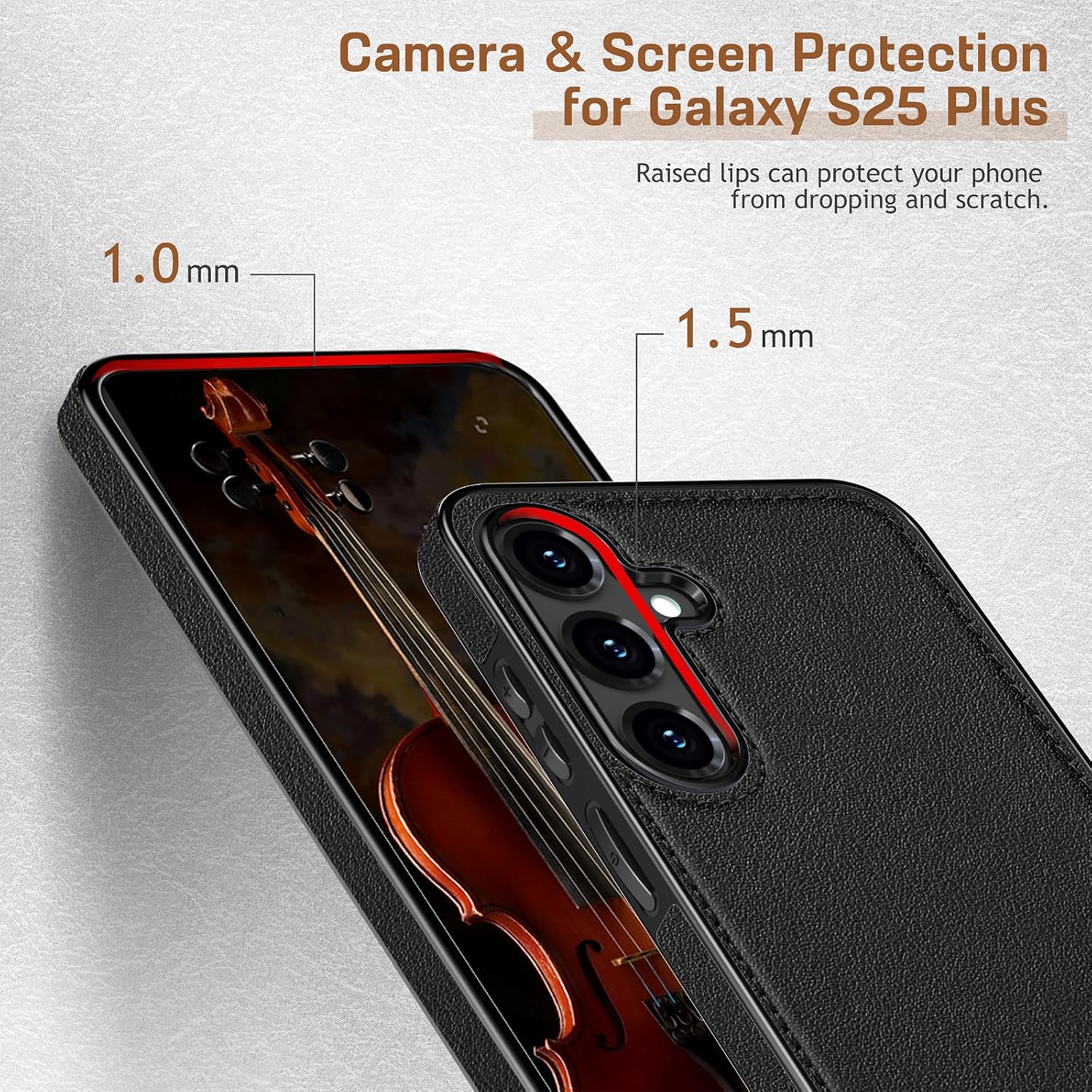 LOHASIC for Samsung Galaxy S25 Plus Case, Slim Business Vegan PU Leather Luxury Non-Slip Grip Shockproof Bumper Full Body Protective Cover Men Phone Cases for Galaxy S25+ Plus 5G 6.7" 2025 - Black - Image 6