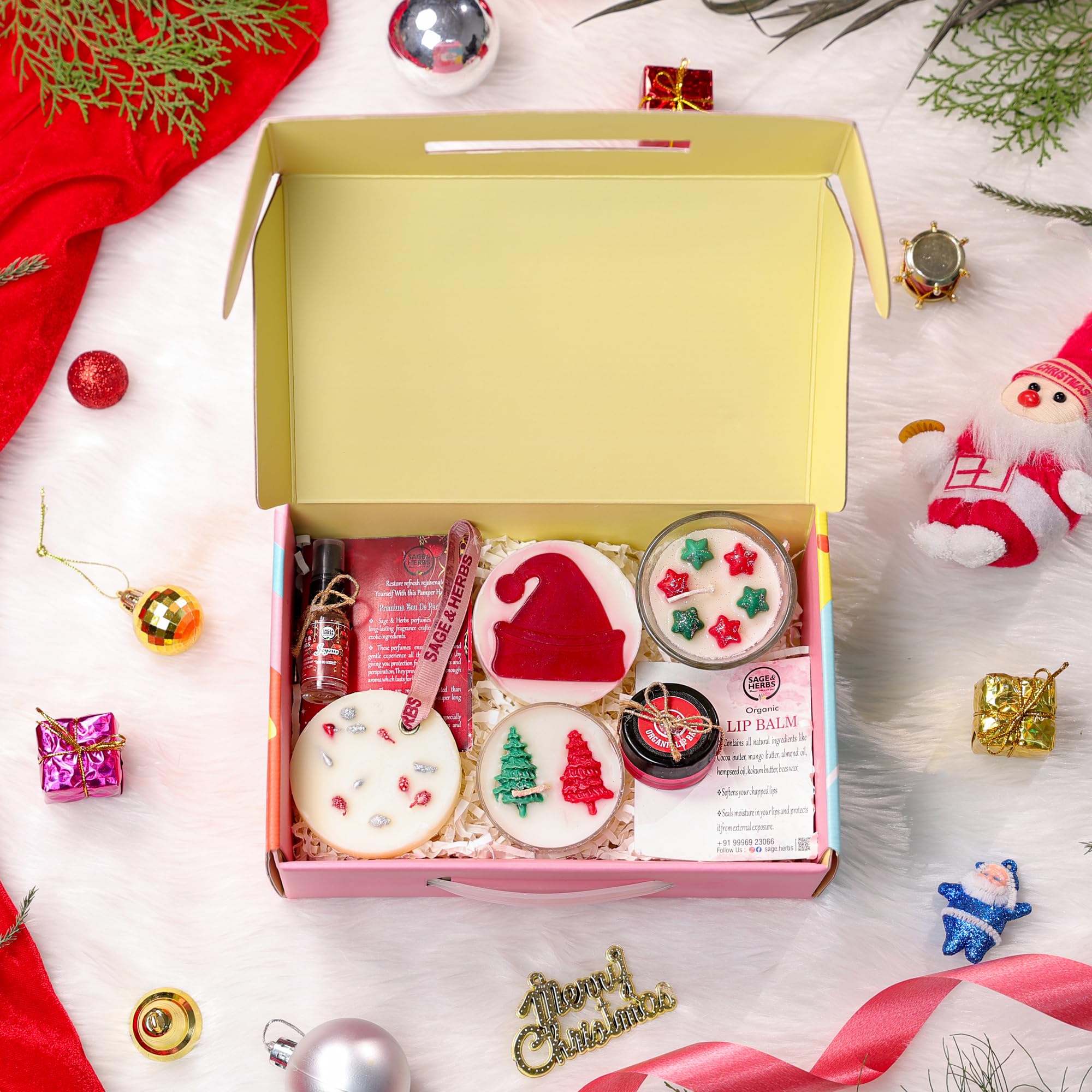 Christmas Luxe Gift Box | Scented Soap, Candles, Wax Sachet, Perfume, Lip Balm Pack | Christmas Gift | Secret Santa Xmas Festival Hamper | Pack of 6-image-8