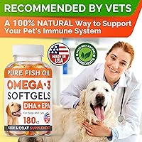 Vista 4 de StrellaLab Pastillas de aceite de pescado Omega 3 para perros (180 unidades) – Cápsulas blandas sin olor a pescado – EPA + DHA ácidos grasos reducen