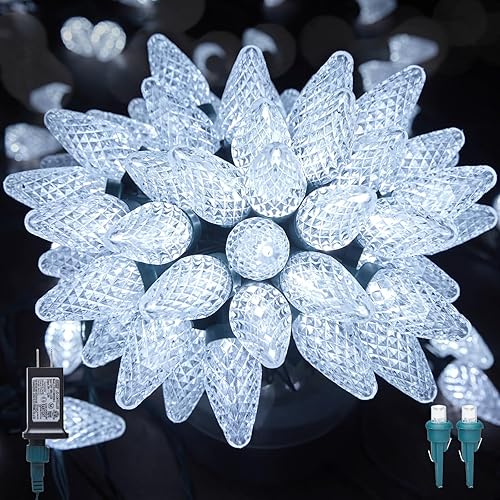 Luces LED C9 de Navidad para exteriores, 81 pies, 100 luces LED con temporizador y 8 modos de iluminación, impermeable, grado comercial, extensible,