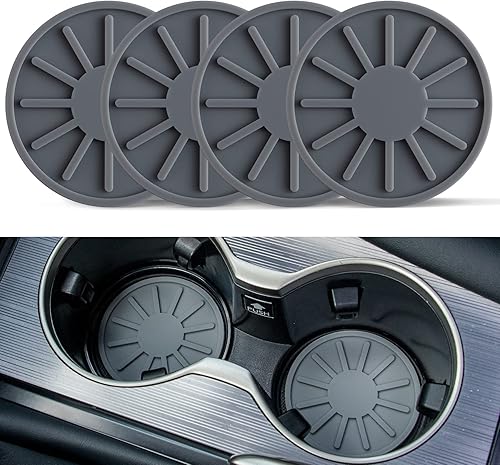 Miniatura 1 de Portavasos para automóvil, 4 piezas de soporte antideslizante para portavasos de automóvil, accesorios de automóvil para mujer (gris)