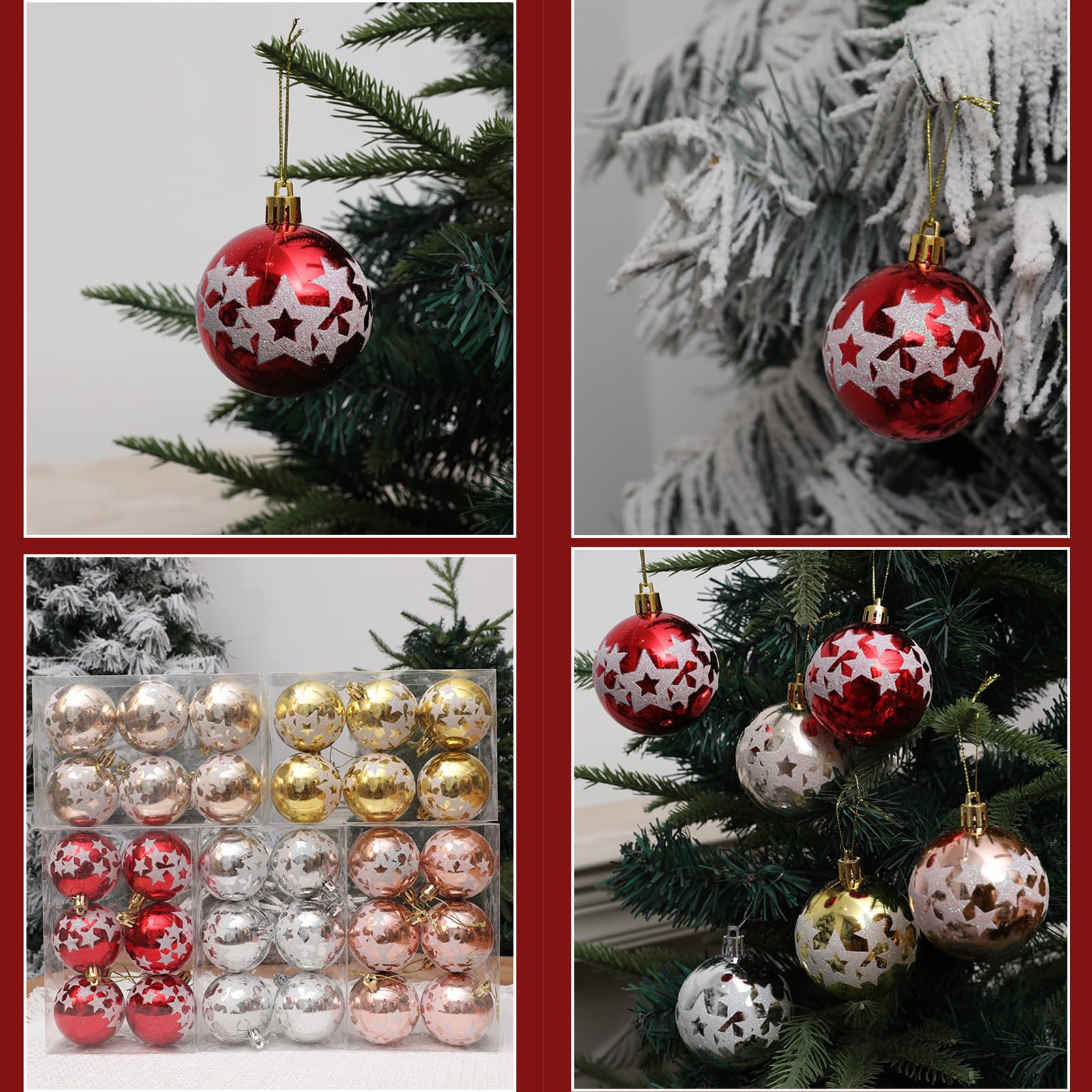 PANGBOER Di 4Boxes Palline decorative di Natale Albero di Natale Appeso Decorazione Elegante Sfera Pendente Ornamento Accessori Albero