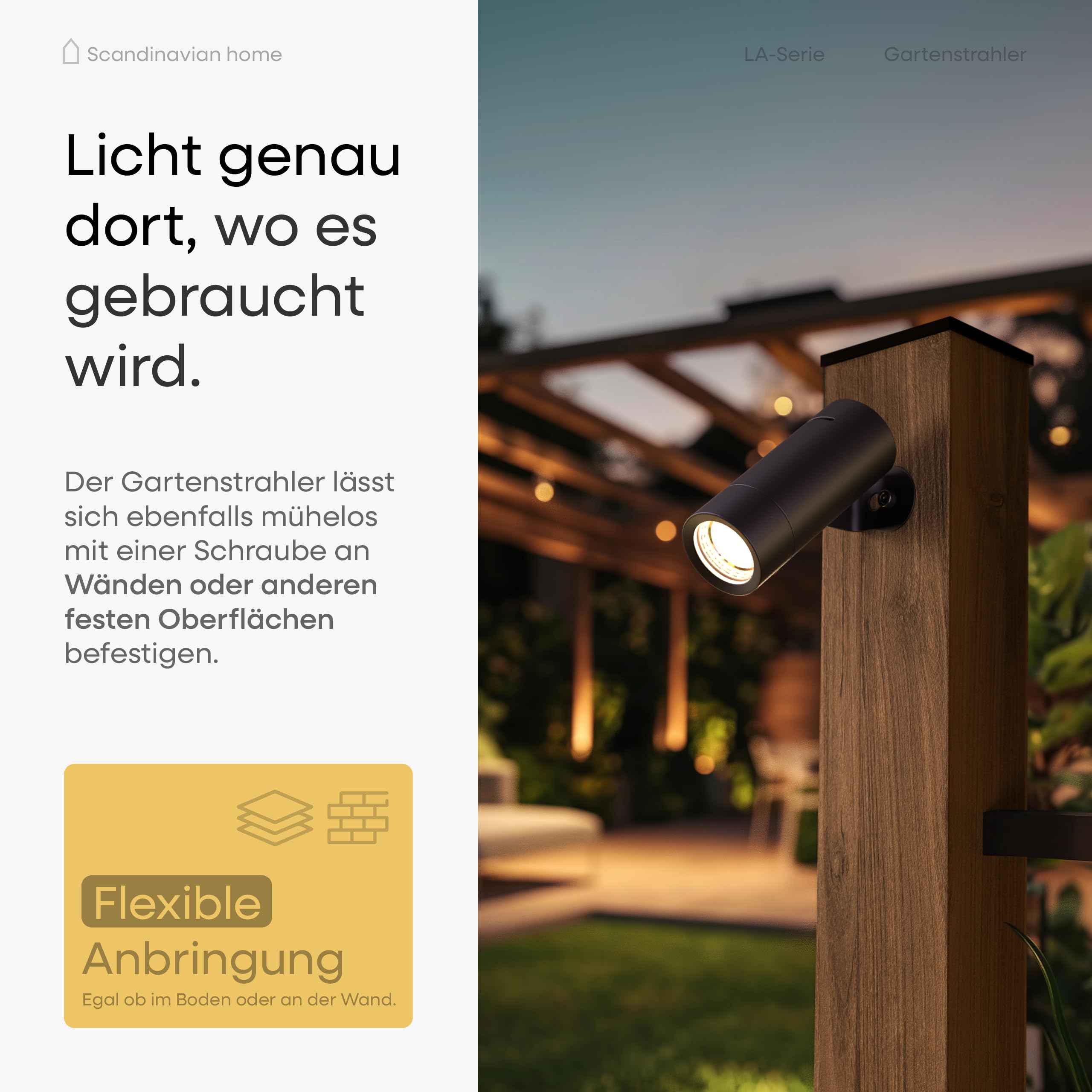 Scandinavian home Gartenbeleuchtung 4er Set - 12V LED Gartenstrahler mit Erdspieß, IP65 Wasserdicht, 3000K Warmweiß, Strahler Außen - Erweiterbare Gartenbeleuchtung mit Strom für Garten & Wege