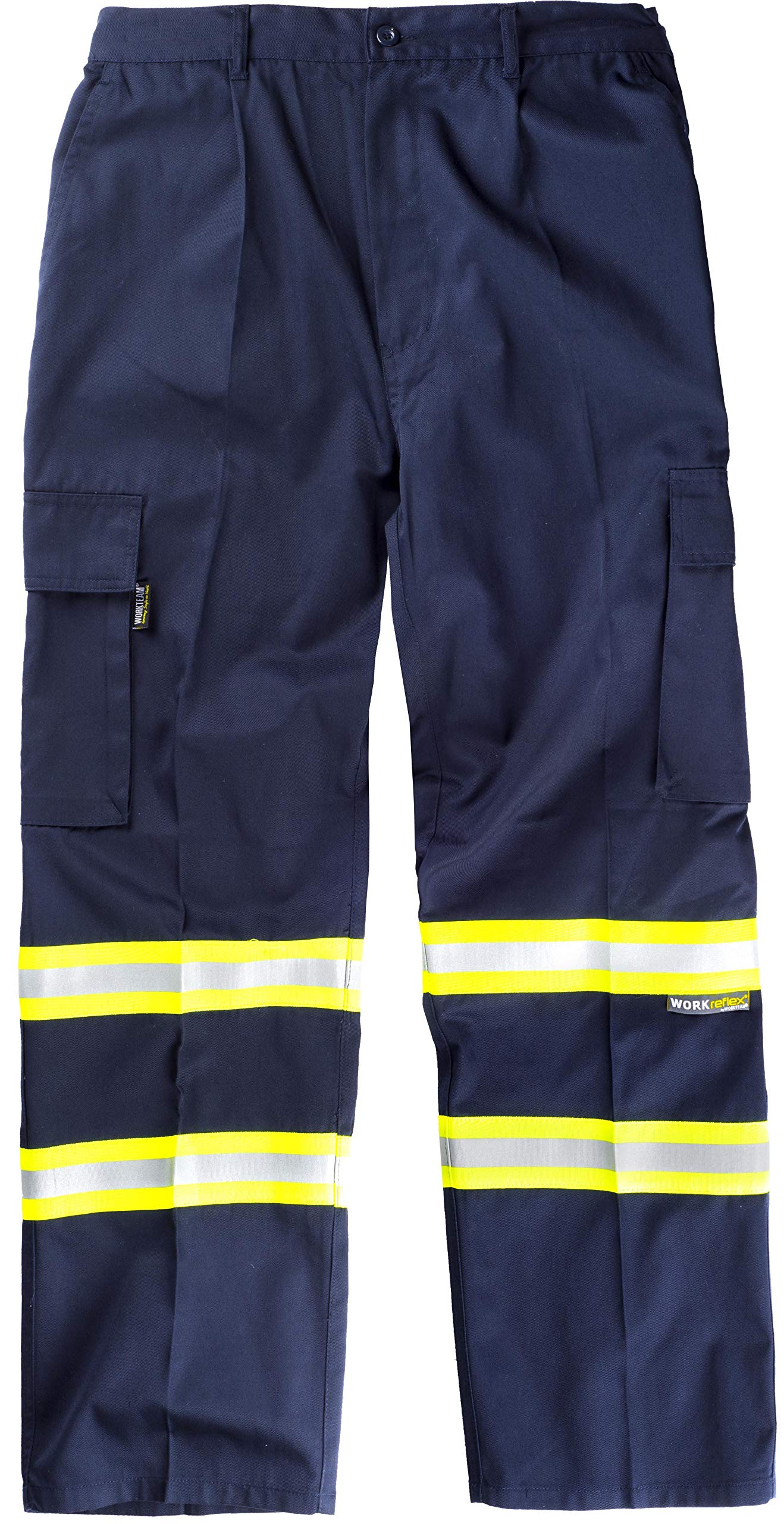 Work Team Pantalón con Cintura elástica, Multibolsillos y Dos Cintas Reflectantes Bicolor. Hombre