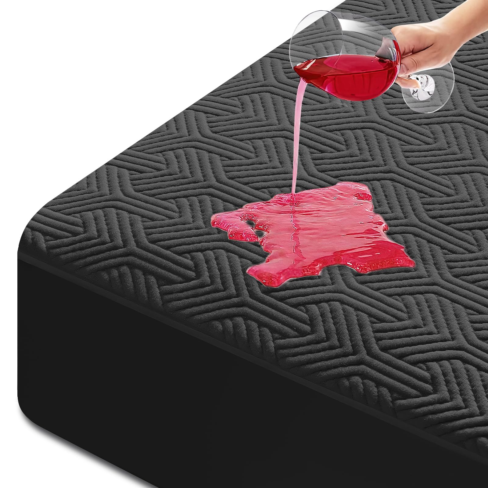 HYLEORY Twin XL Size Waterproof Mattress Protector - Black Cooling Bamboo-Viscose Mattress Pad Cover, Breathable Soft 3D Air Fabric, Noiseless Washable Fitted Sheet with Deep Pocket Up to 21"
