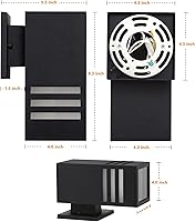 Vista 4 de Farol de pared para exteriores, lámpara exterior – Listado ETL, aluminio antioxidante, impermeable, montaje en pared, diseño rectangular – 1