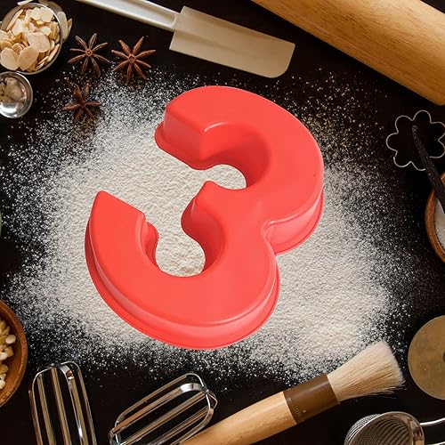 Miniatura 4 de PARTYON Moldes grandes para pasteles con números 3D, moldes de silicona líquida para hornear para cumpleaños y aniversario, moldes de silicona