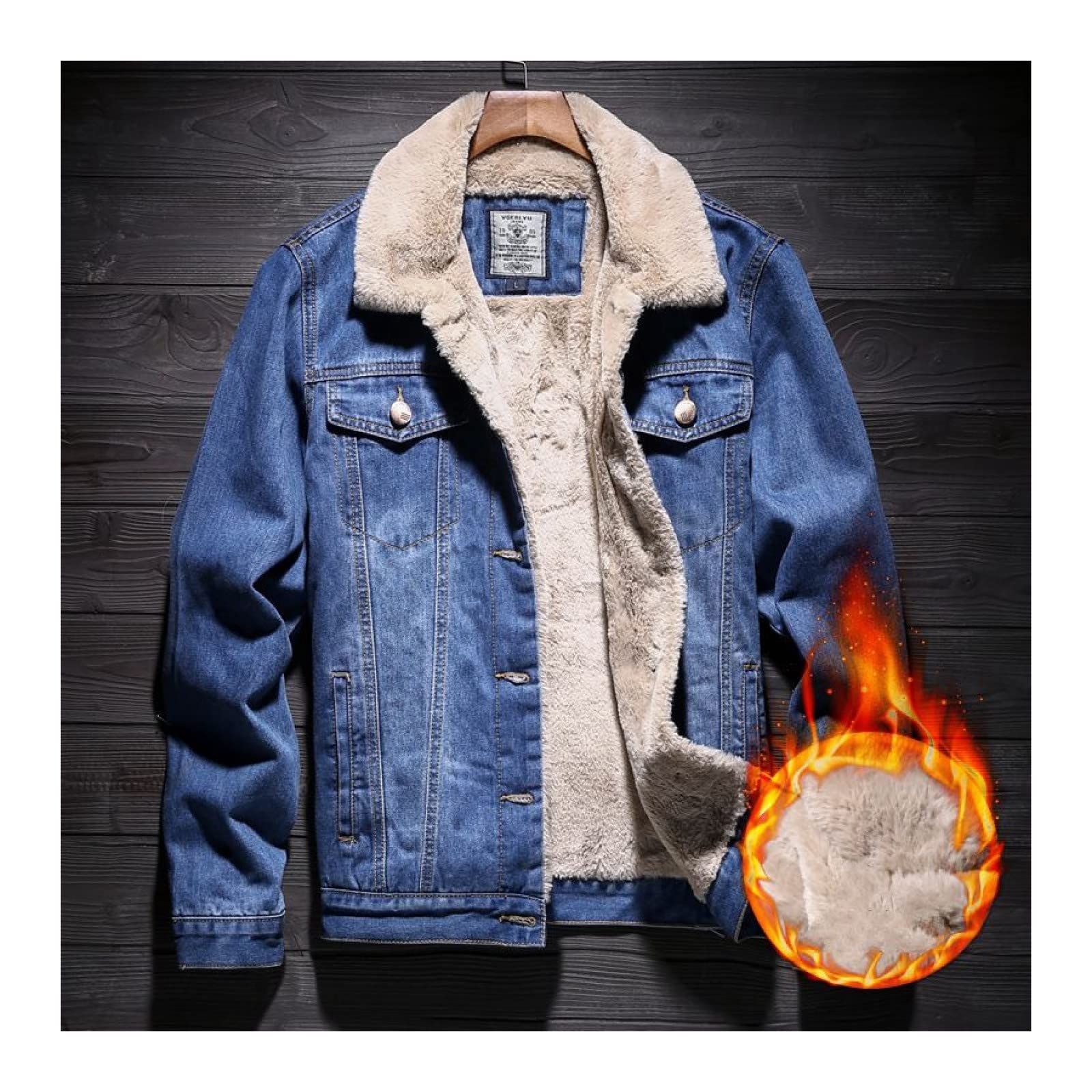 Chaqueta De Mezclilla Forrada para Hombre - Abrigo De Vaquero Occidental Sherpa De Invierno con Forro Polar, Mantiene Abrigado