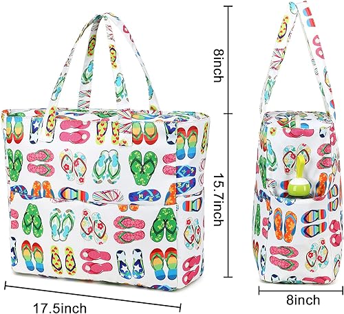 Miniatura 3 de Bolso grande de playa con asas para mujer, impermeable, a prueba de arena, con cremallera, para usar en la piscina, el gimnasio, el supermercado, al