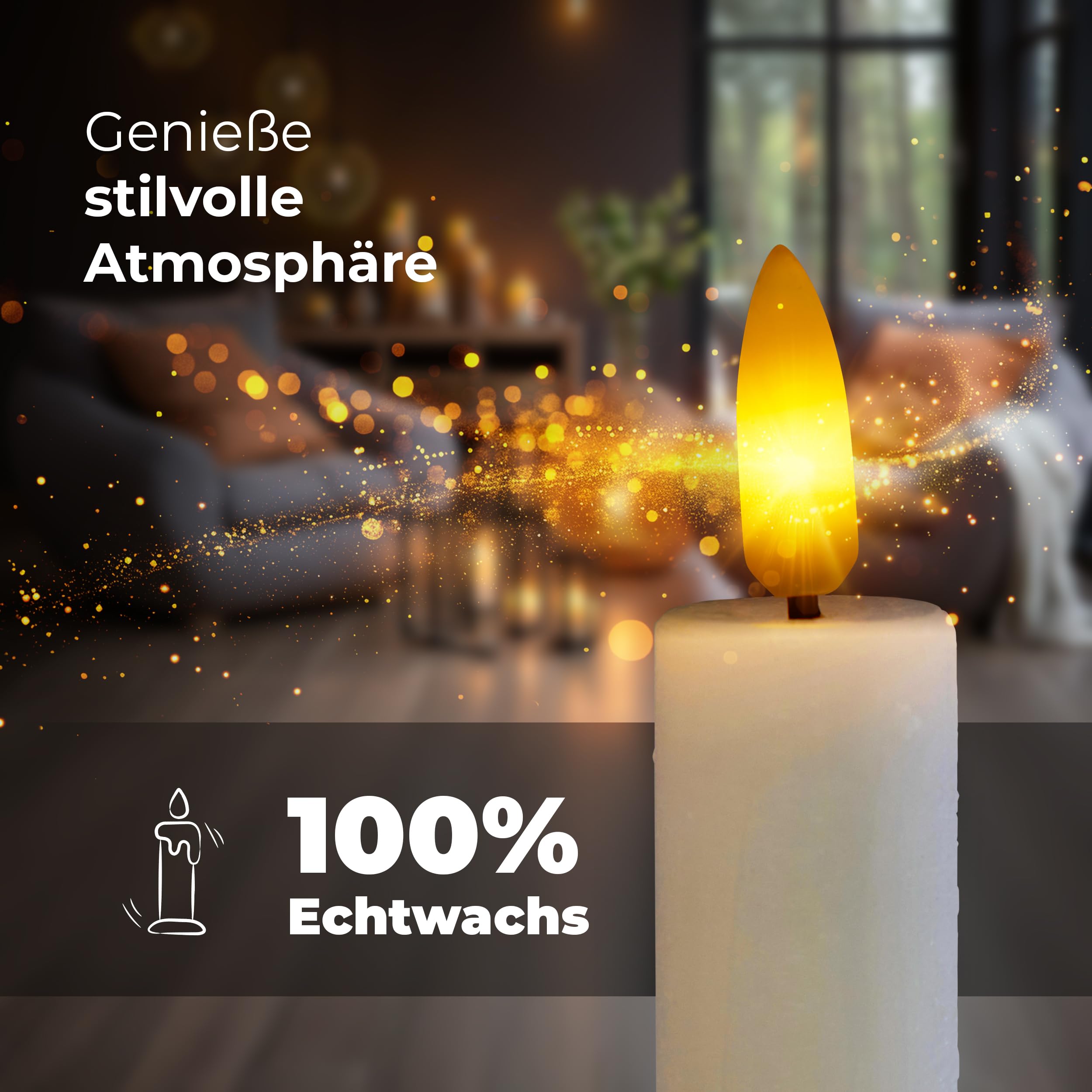 Novaliv LED Stabkerze 2er Indoor mit Timer Funktion - 6 Stunden - Weiß - 12,5cm Höhe für 2,2cm Durchmesser / 2 AAA Batterien notwendig - Stabkerze LED bewegliche Flamme