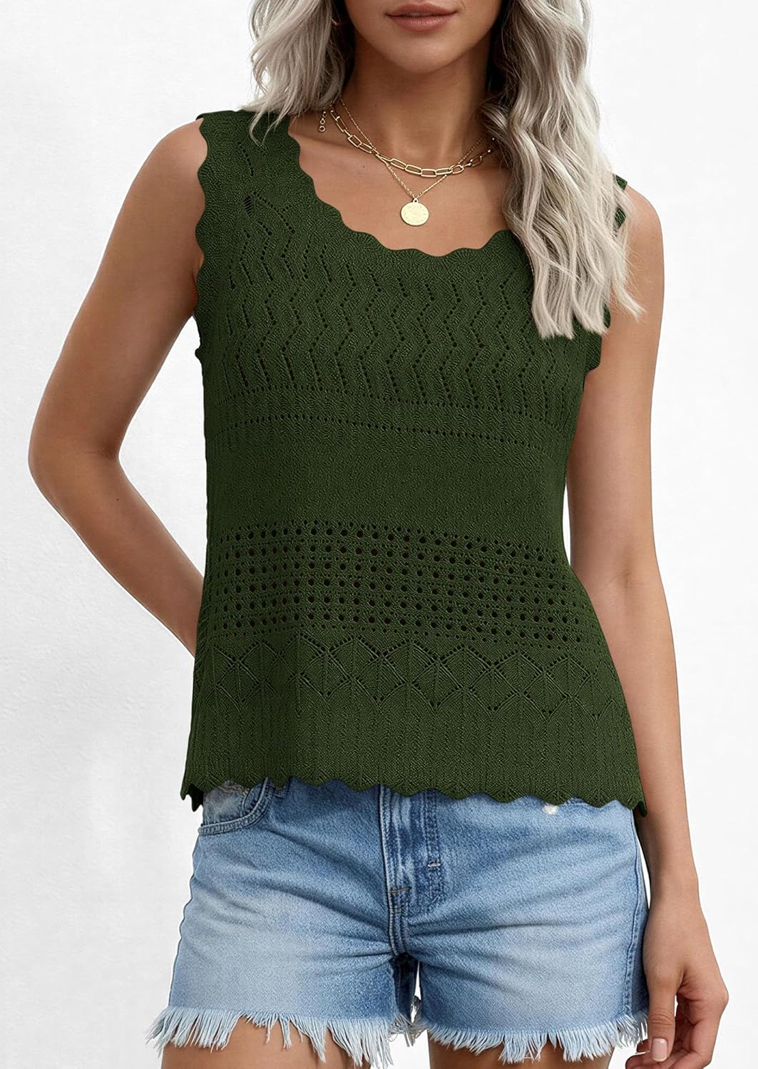 PRETTYGARDEN Womens Crochet Tank Tops 2026 Summer Spring Boho Sleeveless Cute Knit Sweater Vest Trendy Beach Vacation Clothes - Image 7