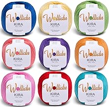 Wollidu Kira 100% Baumwolle zum Stricken und Häkeln 9 x 50g Set Häkelgarn Strickgarn Bunt Farbmix 1