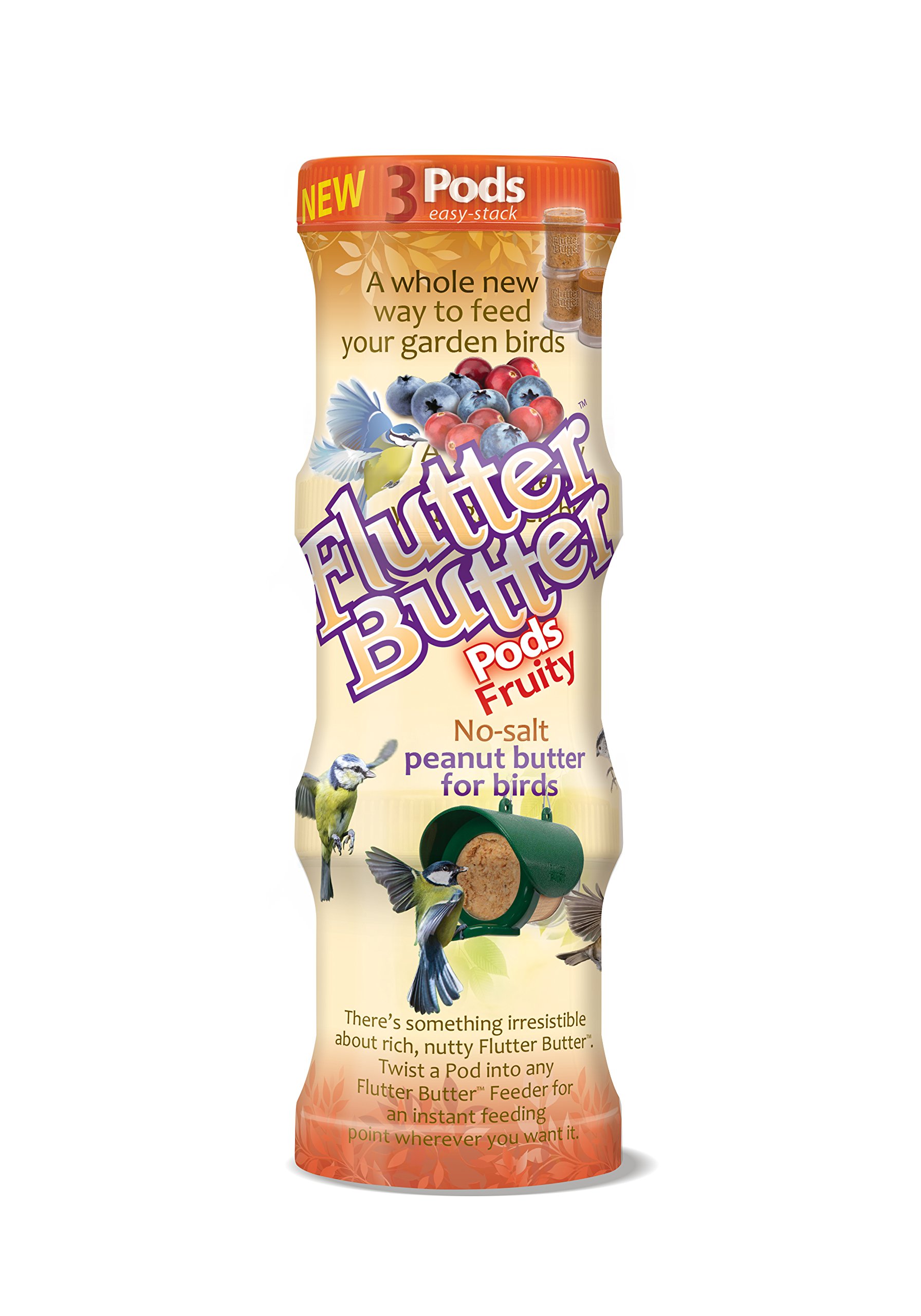 Wildlife Sciences Flutter Butter Suet Pack, 3 Jars of Flutter Butter Suet (Berry)