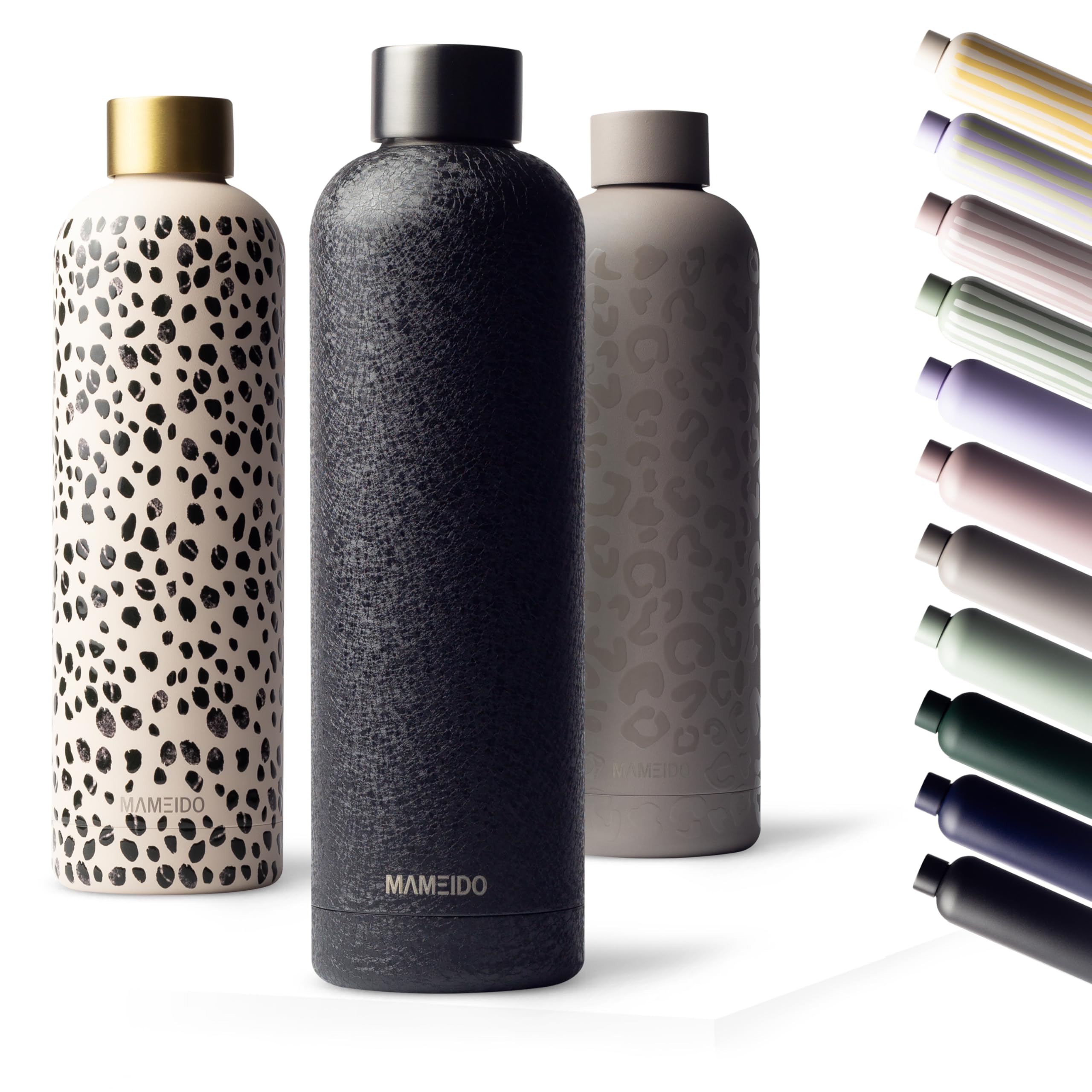 MAMEIDO Thermosflasche 750 ml, auslaufsichere Trinkflasche Edelstahl, Kohlensäure geeignet, BPA frei, Isolierflasche 12h heiß & 24h kalt (Crystal Black)