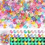 DULEFUN 200pcs Luminous Mini Resin Ducks 20 Colors Small Tiny Little Duck Figurines to Hide Glow in The Dark Miniature Figures for Dollhouse Micro Garden Landscape Decoration Craft Party Favors Toys