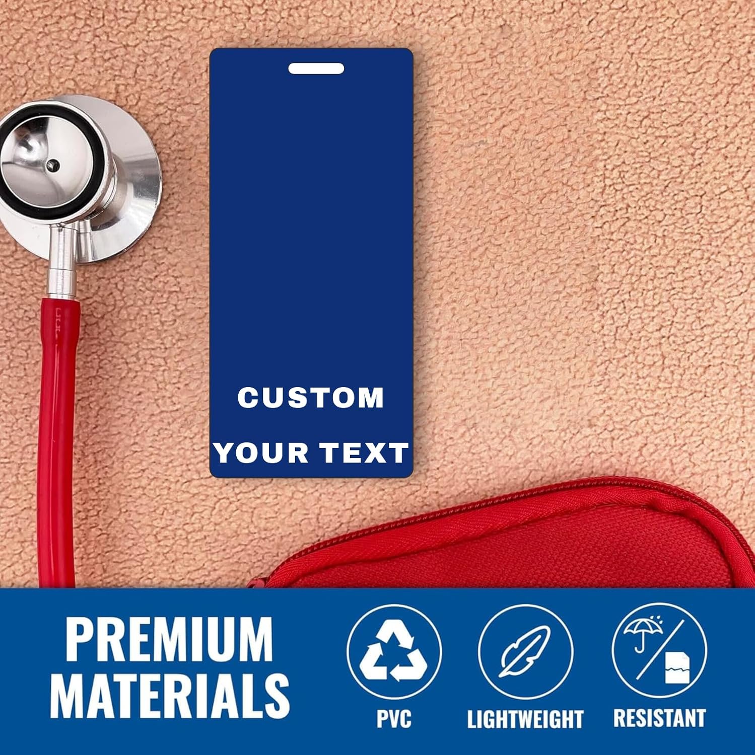 Custom Badge Buddy Vertical ID Badge Holder, 4.5x2.1 Inch PVC Backer Card – Waterproof, for Medical Staff, Nurses & Other Proferssionals – Fits Lanyards, Clips & Reels