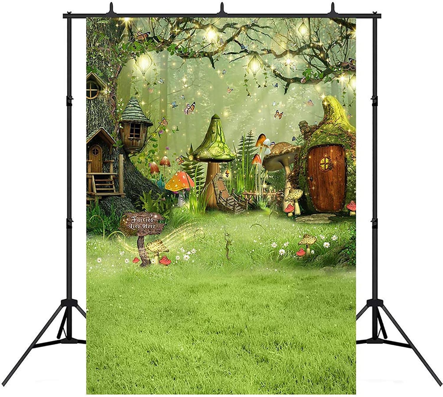 Avezano Spring Photography Backdrop Mushroom Fantasy Fairy Tale Garden Enchanted Wonderland Photo Background for Children Kid's Birthday Party Portrait Photoshoot Backdrops (5x7ft)