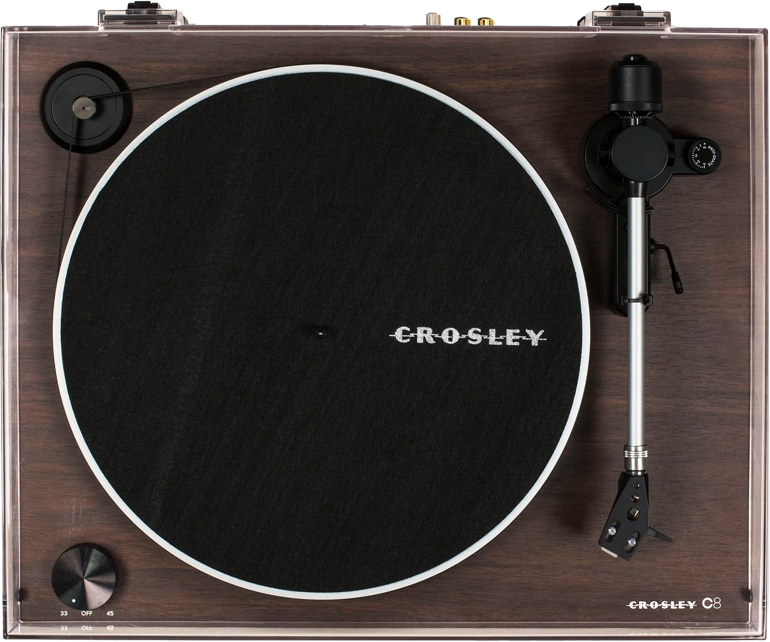 Crosley C8A-WA Belt-Driven Record Player Turntable with S100A-BK Bluetooth Speakers