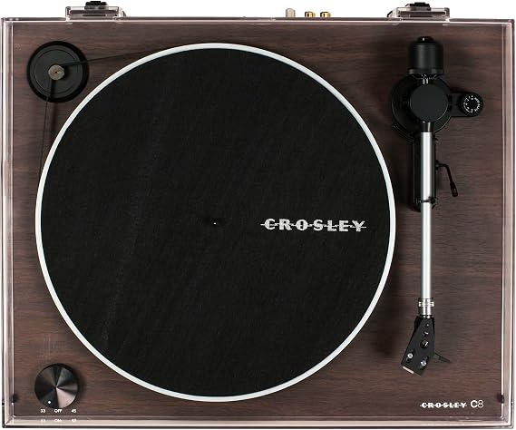 Crosley C8A-WA Belt-Driven Record Player Turntable with S100A-BK Bluetooth Speakers