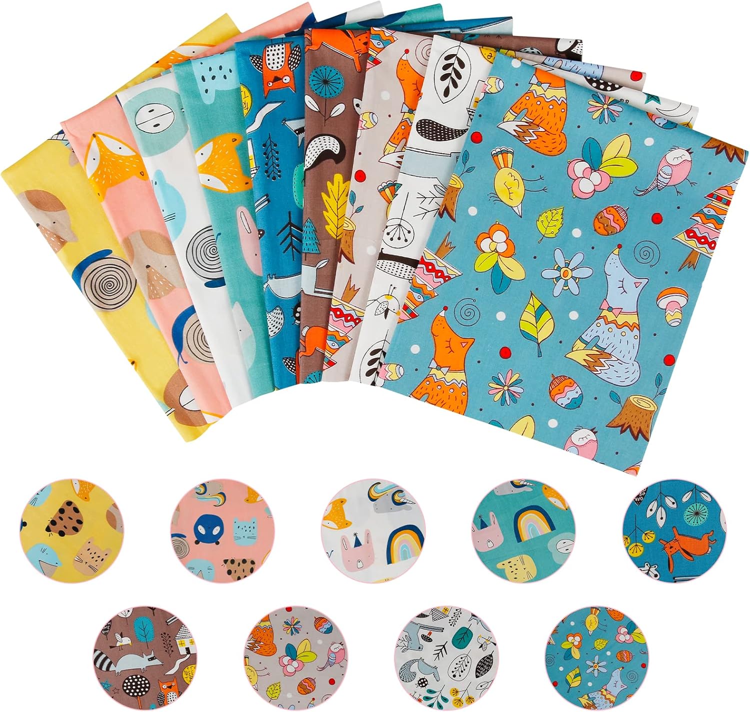 Tela Algodon Telas Patchwork, Comius Sharp 6 Piezas 50 CM x 40 CM DIY Tela de Algodón de Dibujos Animados de Algodón para Patchwork Acolchado Almohadas Cojín Cubrir Tela Telas a Coser (9 Pieces)