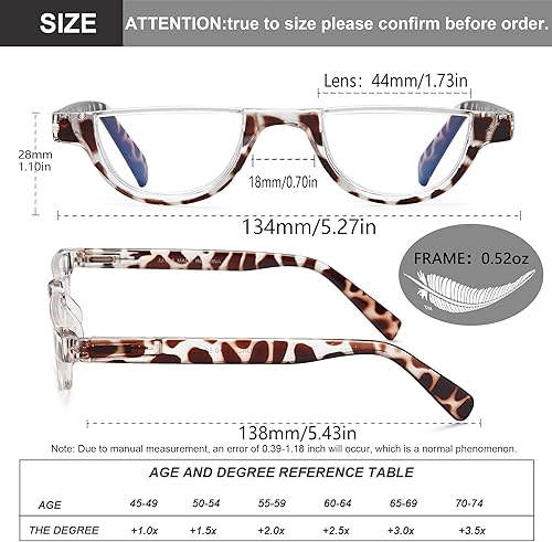 Miniatura 3 de EYEURL Lentes de lectura de medio marco para mujer, paquete de 5 lentes de bloqueo de luz azul, a la moda, sin marco, para mujer, lentes anti rayos