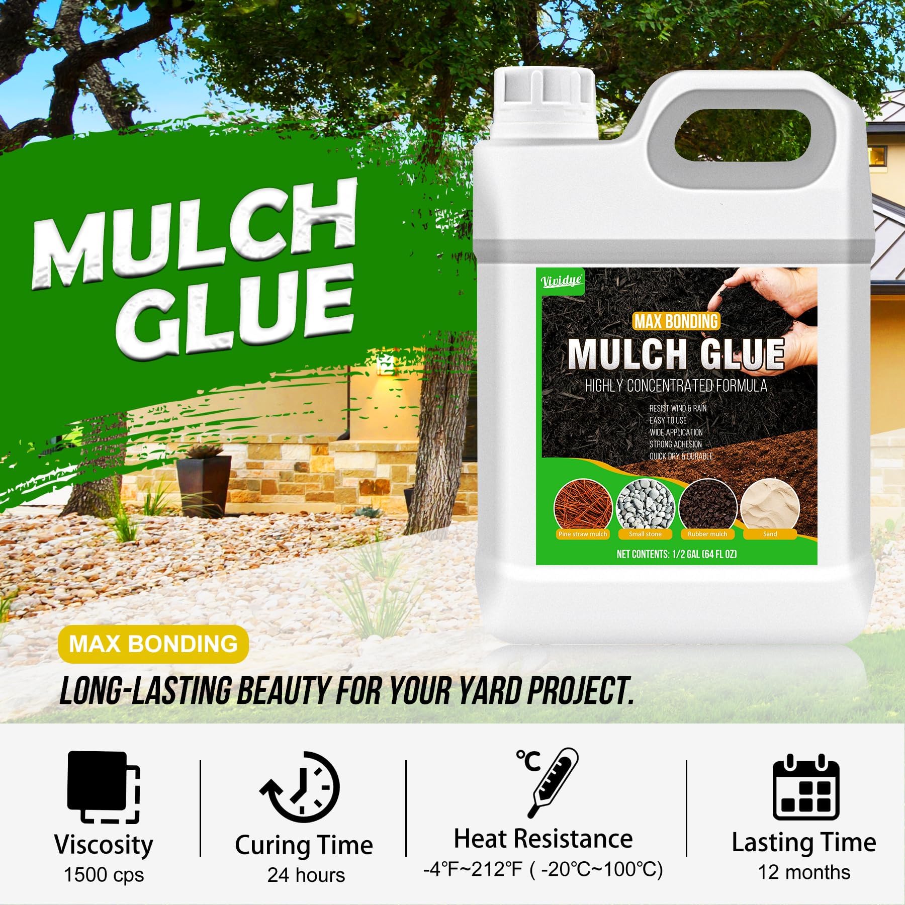 Kiezellijm, 1 liter geconcentreerde mulchlijm, gebruiksklare